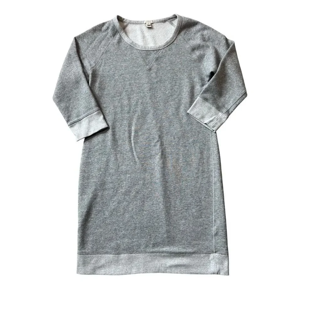 J. CREW Gray  Sweatshirt dress size Women's Med; Soft & Cozy!  3/4 sleeves